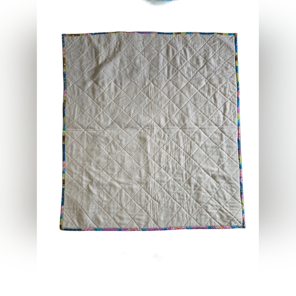 Handmade Patchwork Quilt 53x48” Colorful Vintage Fabric Mix Cozy Lap Throw - Picture 5 of 6